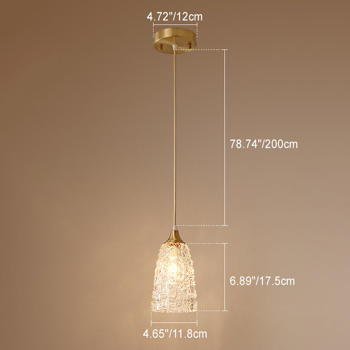 Moderne minimalistische Blumenbecherform Messingglas 1-Licht Pendelleuchte für Schlafzimmer 