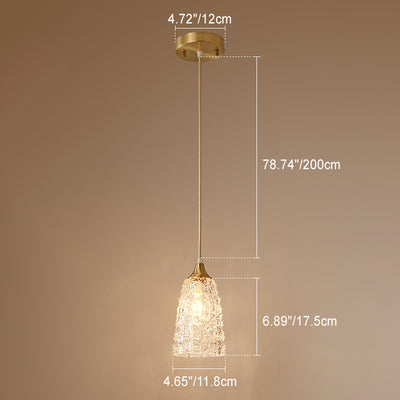 Lustre suspendu en laiton et verre à 1 lumière de forme de coupe de fleur minimaliste moderne pour chambre 