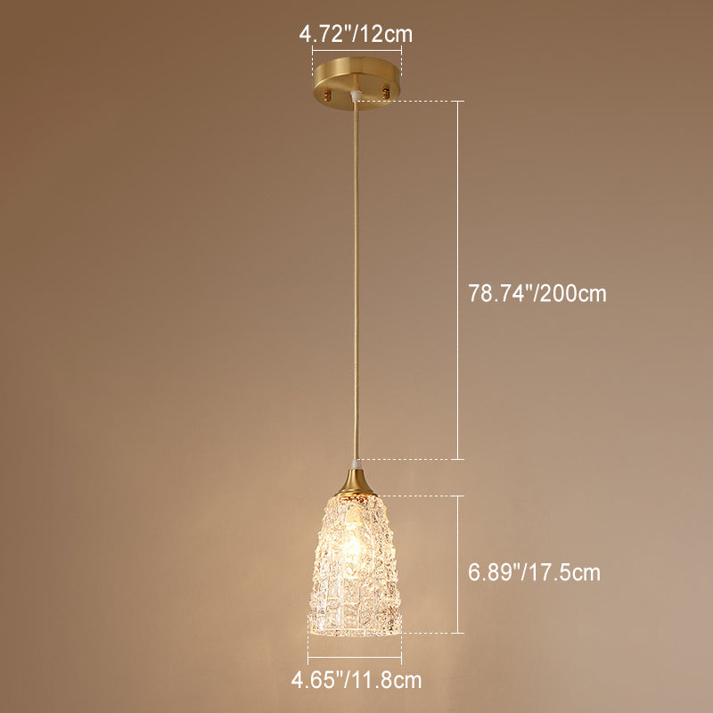 Lustre suspendu en laiton et verre à 1 lumière de forme de coupe de fleur minimaliste moderne pour chambre 
