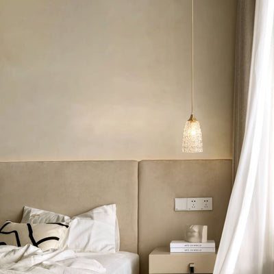 Lustre suspendu en laiton et verre à 1 lumière de forme de coupe de fleur minimaliste moderne pour chambre 