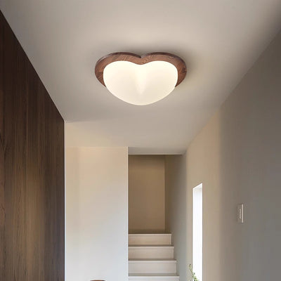 Luz de techo LED de montaje empotrado con pantalla de PE de madera en forma de corazón estrella creativa contemporánea para dormitorio 