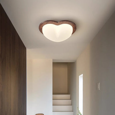 Luz de techo LED de montaje empotrado con pantalla de PE de madera en forma de corazón estrella creativa contemporánea para dormitorio 