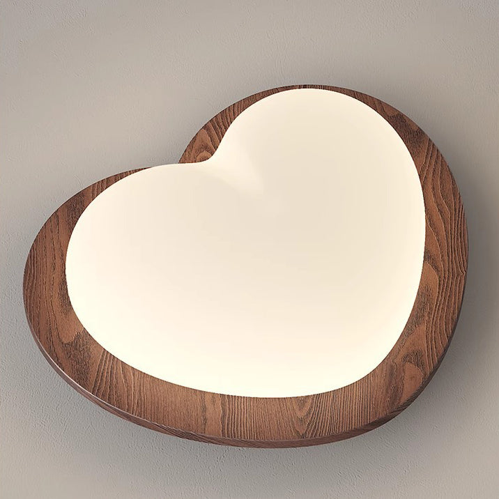 Luz de techo LED de montaje empotrado con pantalla de PE de madera en forma de corazón estrella creativa contemporánea para dormitorio 