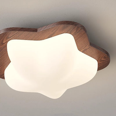 Luz de techo LED de montaje empotrado con pantalla de PE de madera en forma de corazón estrella creativa contemporánea para dormitorio 