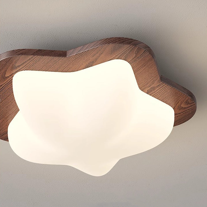 Luz de techo LED de montaje empotrado con pantalla de PE de madera en forma de corazón estrella creativa contemporánea para dormitorio 