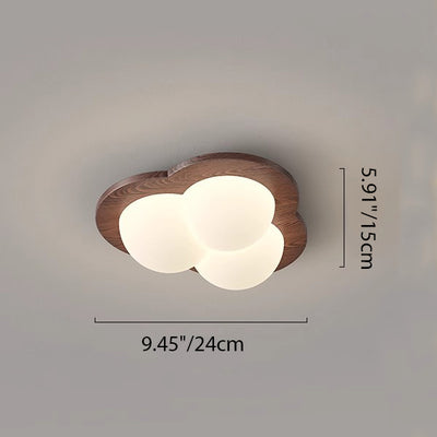 Luz de techo LED de montaje empotrado con pantalla de PE de madera en forma de corazón estrella creativa contemporánea para dormitorio 