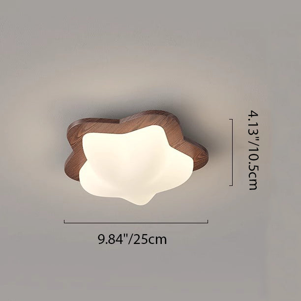 Luz de techo LED de montaje empotrado con pantalla de PE de madera en forma de corazón estrella creativa contemporánea para dormitorio 
