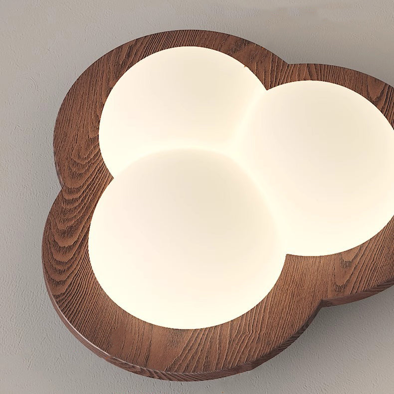 Luz de techo LED de montaje empotrado con pantalla de PE de madera en forma de corazón estrella creativa contemporánea para dormitorio 