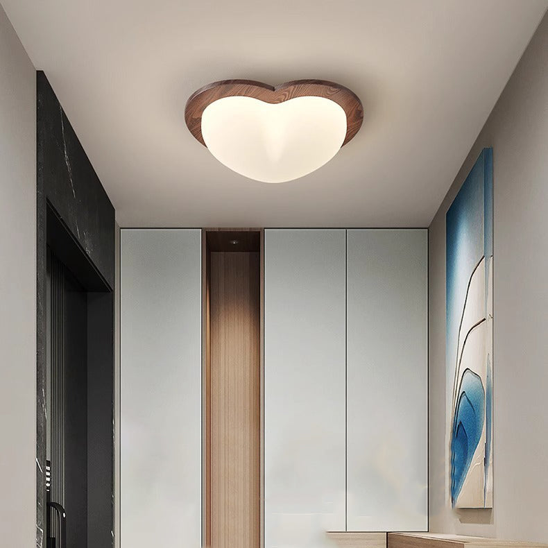 Luz de techo LED de montaje empotrado con pantalla de PE de madera en forma de corazón estrella creativa contemporánea para dormitorio 