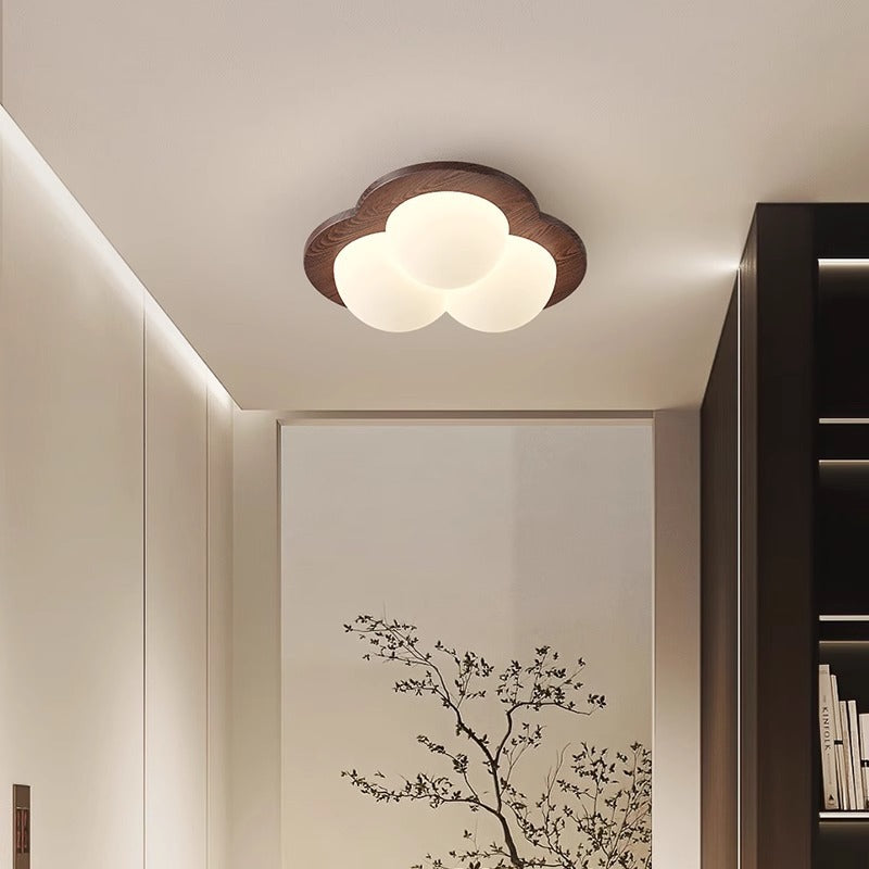 Luz de techo LED de montaje empotrado con pantalla de PE de madera en forma de corazón estrella creativa contemporánea para dormitorio 