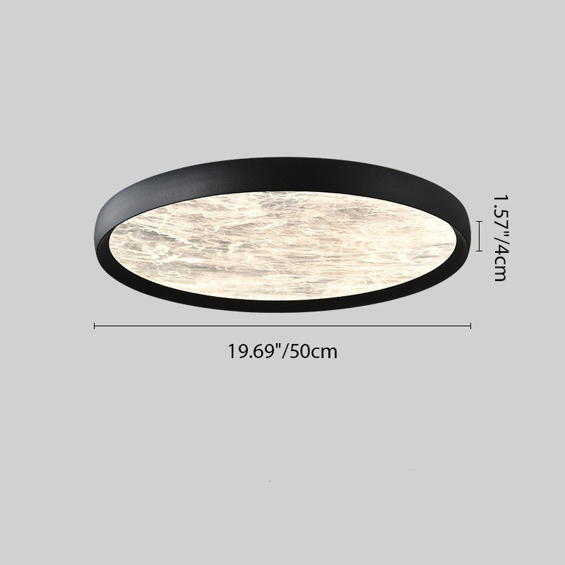 Modern Minimalist Round Cloudy Aluminum Frame Acrylic Shade LED Flush Mount Ceiling Light For Bedroom