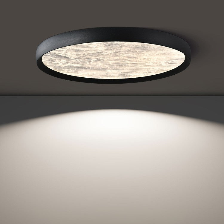 Modern Minimalist Round Cloudy Aluminum Frame Acrylic Shade LED Flush Mount Ceiling Light For Bedroom