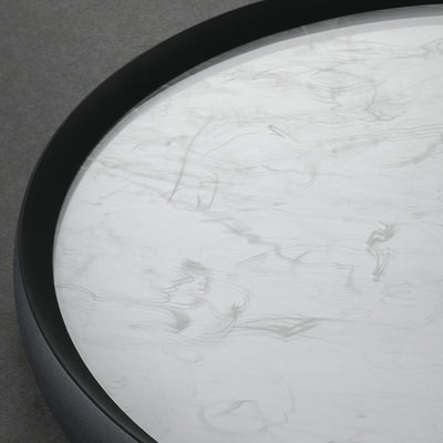 Modern Minimalist Round Cloudy Aluminum Frame Acrylic Shade LED Flush Mount Ceiling Light For Bedroom