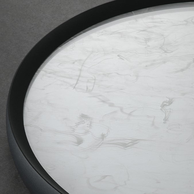 Modern Minimalist Round Cloudy Aluminum Frame Acrylic Shade LED Flush Mount Ceiling Light For Bedroom