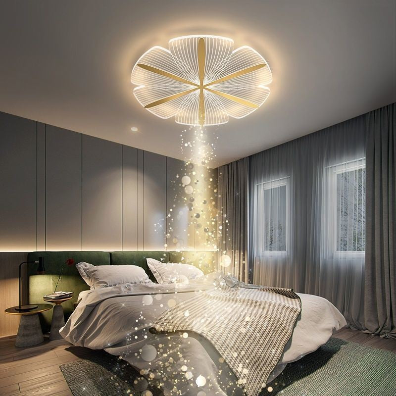 Luz de techo LED de montaje empotrado de pétalo redondo minimalista moderno de hierro acrílico para dormitorio 
