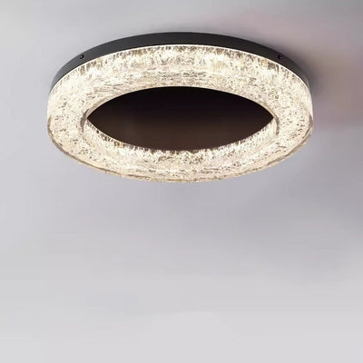 Modern Luxury Round Full Copper Stainless Steel Resin LED Flush Mount Ceiling Light For Living Room