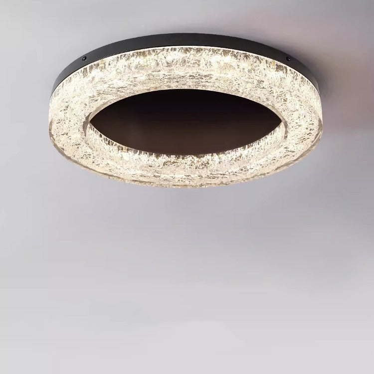 Modern Luxury Round Full Copper Stainless Steel Resin LED Flush Mount Ceiling Light For Living Room