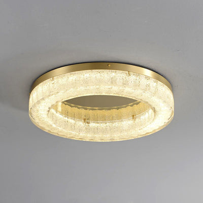 Modern Luxury Round Full Copper Stainless Steel Resin LED Flush Mount Ceiling Light For Living Room
