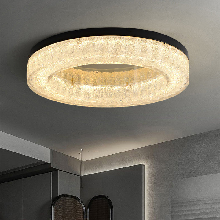 Lustre LED moderne rond en cuivre plein en acier inoxydable résine pour montage en surface pour salon 