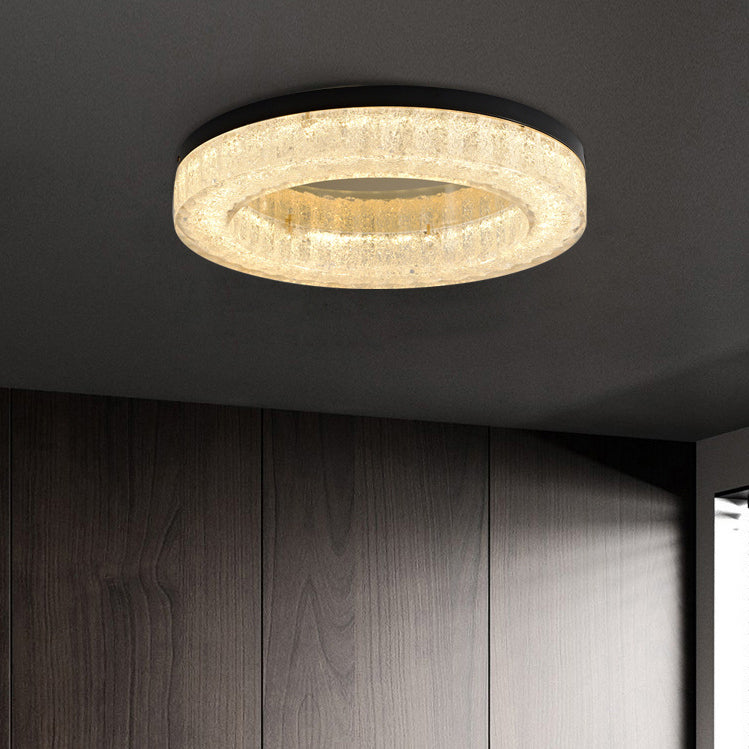 Modern Luxury Round Full Copper Stainless Steel Resin LED Flush Mount Ceiling Light For Living Room