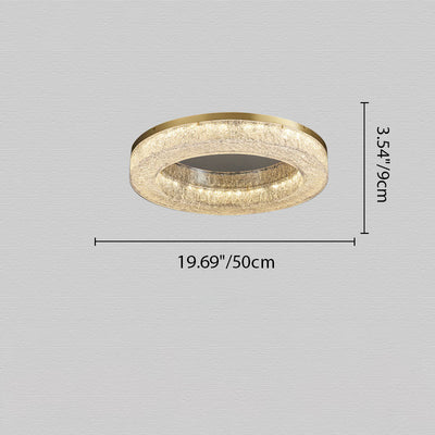 Modern Luxury Round Full Copper Stainless Steel Resin LED Flush Mount Ceiling Light For Living Room