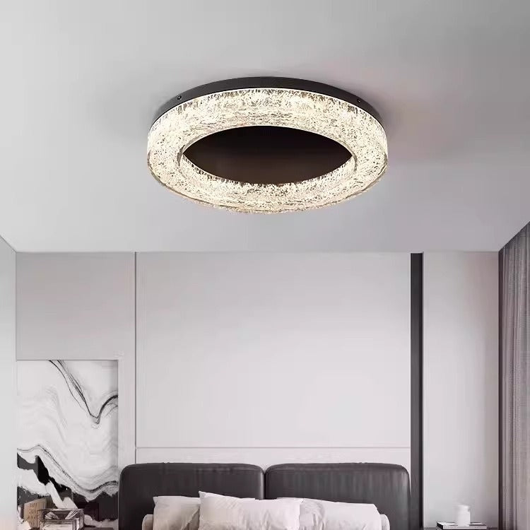Modern Luxury Round Full Copper Stainless Steel Resin LED Flush Mount Ceiling Light For Living Room