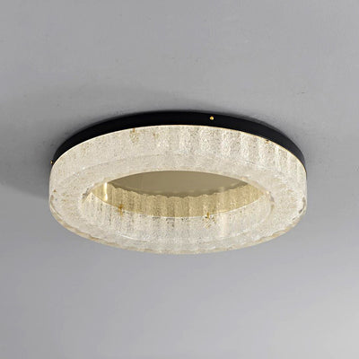 Modern Luxury Round Full Copper Stainless Steel Resin LED Flush Mount Ceiling Light For Living Room