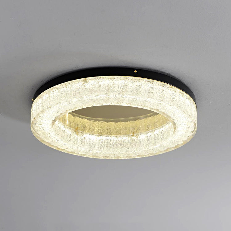 Modern Luxury Round Full Copper Stainless Steel Resin LED Flush Mount Ceiling Light For Living Room