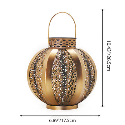 Lanterne ronde hexagonale solaire étanche Art déco moderne en fer avec LED pour jardin 