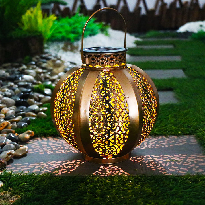 Moderne Art Deco Solar Wasserdichte Hexagonale Runde Laterne Eisen LED – BulbSquare