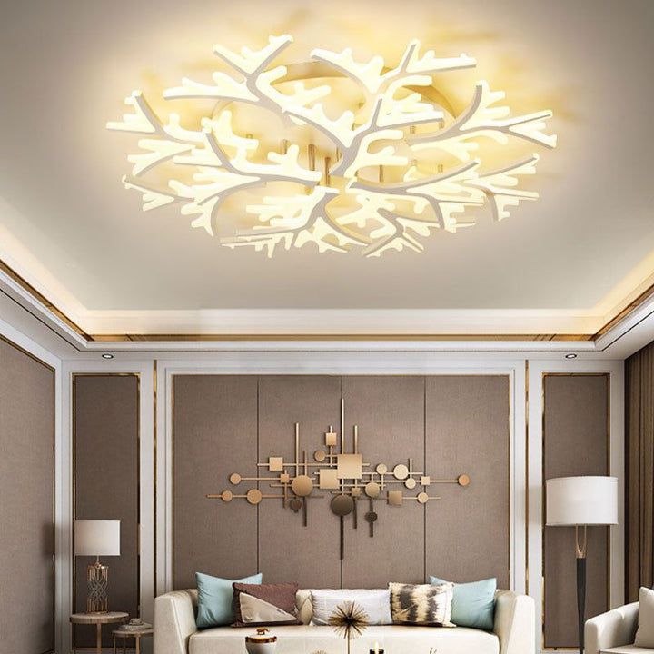 Luz de techo LED de montaje empotrado con forma de árbol de rama minimalista moderna y pantalla de PMMA para sala de estar 