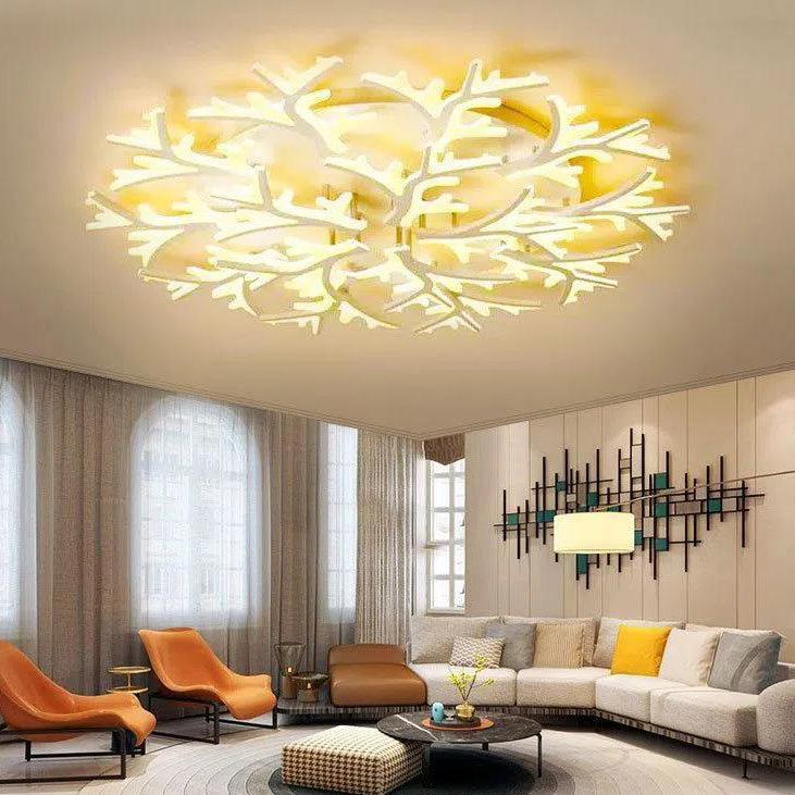 Luz de techo LED de montaje empotrado con forma de árbol de rama minimalista moderna y pantalla de PMMA para sala de estar 