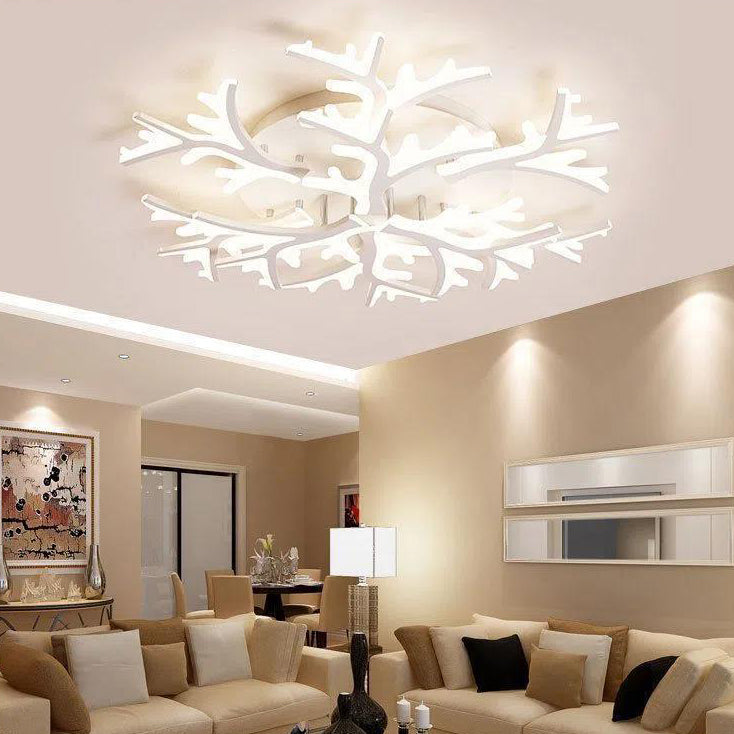 Luz de techo LED de montaje empotrado con forma de árbol de rama minimalista moderna y pantalla de PMMA para sala de estar 