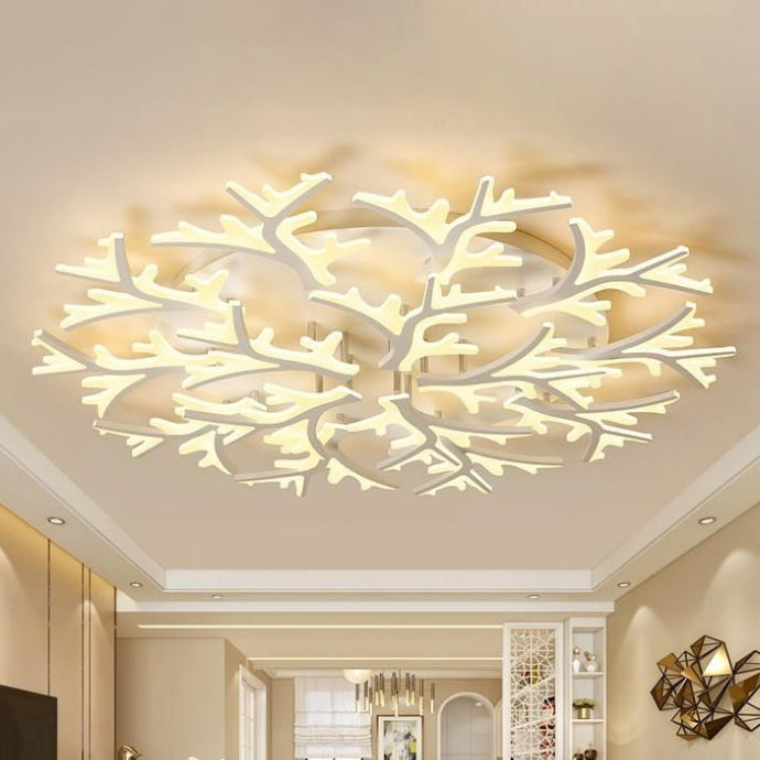 Luz de techo LED de montaje empotrado con forma de árbol de rama minimalista moderna y pantalla de PMMA para sala de estar 