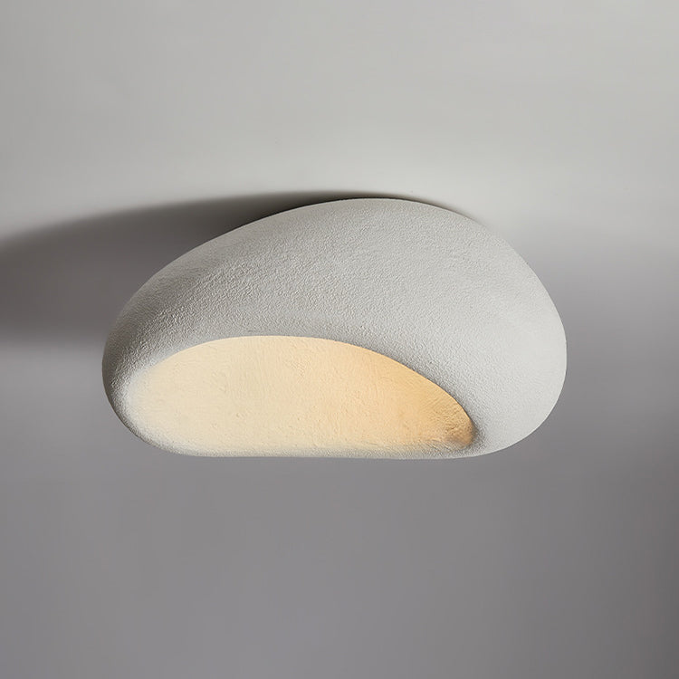 Traditional Japanese Irregular Oval High Density Polystyrene 1-Light Flush Mount Ceiling Light For Living Room