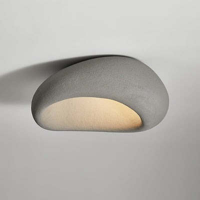 Traditional Japanese Irregular Oval High Density Polystyrene 1-Light Flush Mount Ceiling Light For Living Room