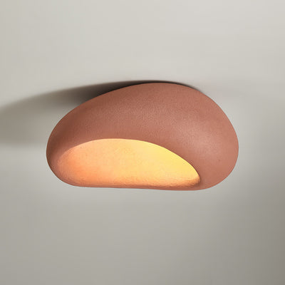 Traditional Japanese Irregular Oval High Density Polystyrene 1-Light Flush Mount Ceiling Light For Living Room