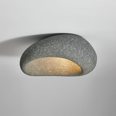 Traditional Japanese Irregular Oval High Density Polystyrene 1-Light Flush Mount Ceiling Light For Living Room