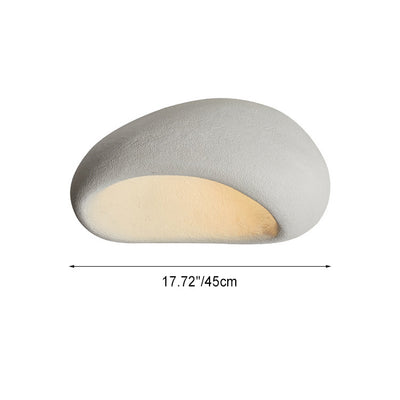 Traditional Japanese Irregular Oval High Density Polystyrene 1-Light Flush Mount Ceiling Light For Living Room