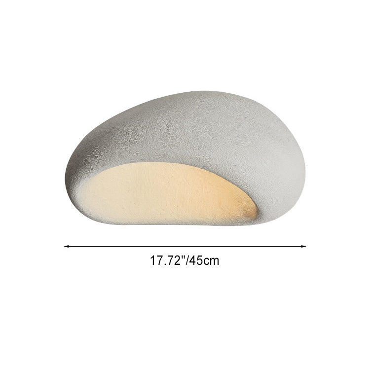 Traditional Japanese Irregular Oval High Density Polystyrene 1-Light Flush Mount Ceiling Light For Living Room