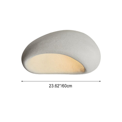 Traditional Japanese Irregular Oval High Density Polystyrene 1-Light Flush Mount Ceiling Light For Living Room