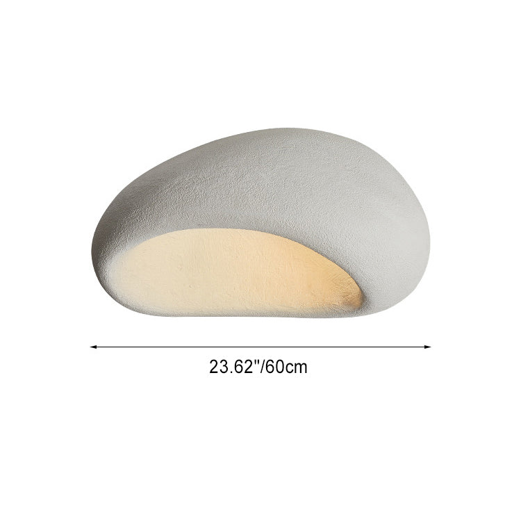 Traditional Japanese Irregular Oval High Density Polystyrene 1-Light Flush Mount Ceiling Light For Living Room