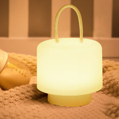 مصباح طاولة LED أسطواني محمول قابل لإعادة الشحن بتصميم حديث وبسيط مصنوع من ABS للغرفة 