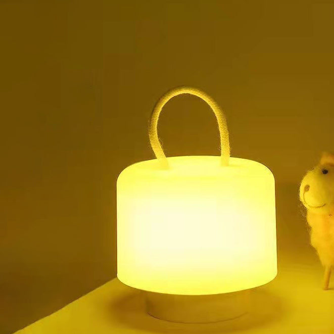 مصباح طاولة LED أسطواني محمول قابل لإعادة الشحن بتصميم حديث وبسيط مصنوع من ABS للغرفة 