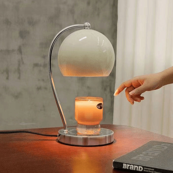 Lampe de table moderne Art Déco en forme de globe en fer avec une lumière pour faire fondre la cire parfumée pour la chambre 