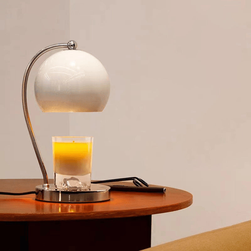 Lampe de table moderne Art Déco en forme de globe en fer avec une lumière pour faire fondre la cire parfumée pour la chambre 