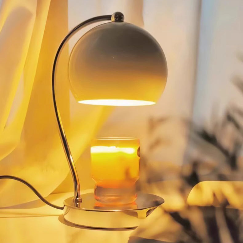 Lampe de table moderne Art Déco en forme de globe en fer avec une lumière pour faire fondre la cire parfumée pour la chambre 