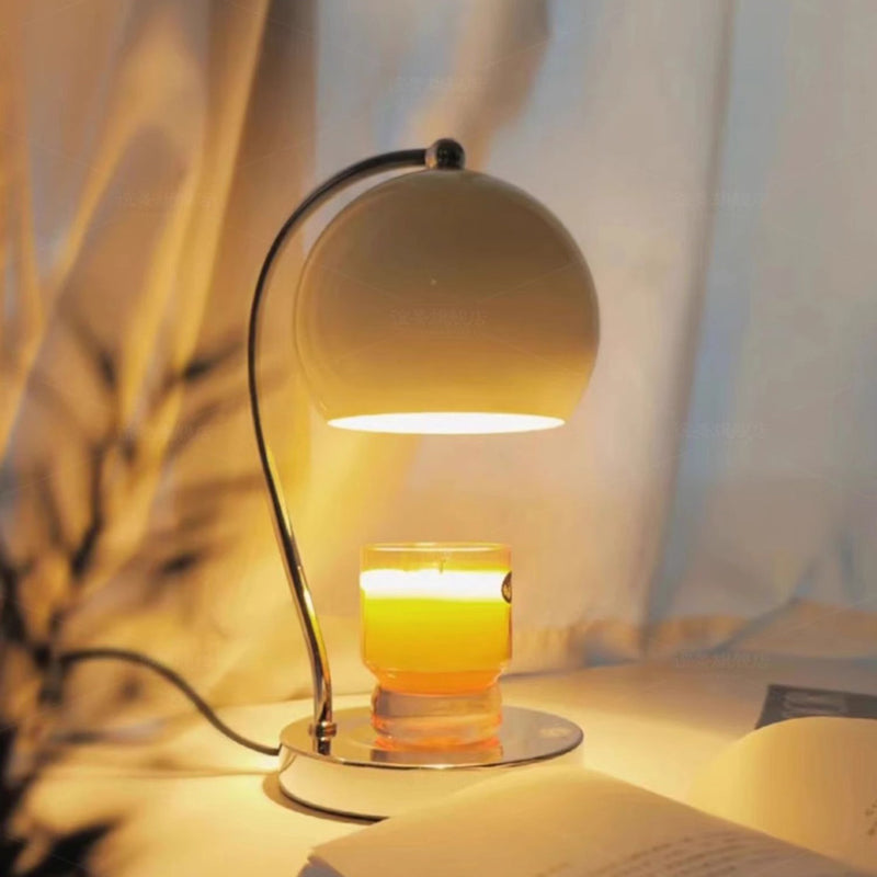 Lampe de table moderne Art Déco en forme de globe en fer avec une lumière pour faire fondre la cire parfumée pour la chambre 