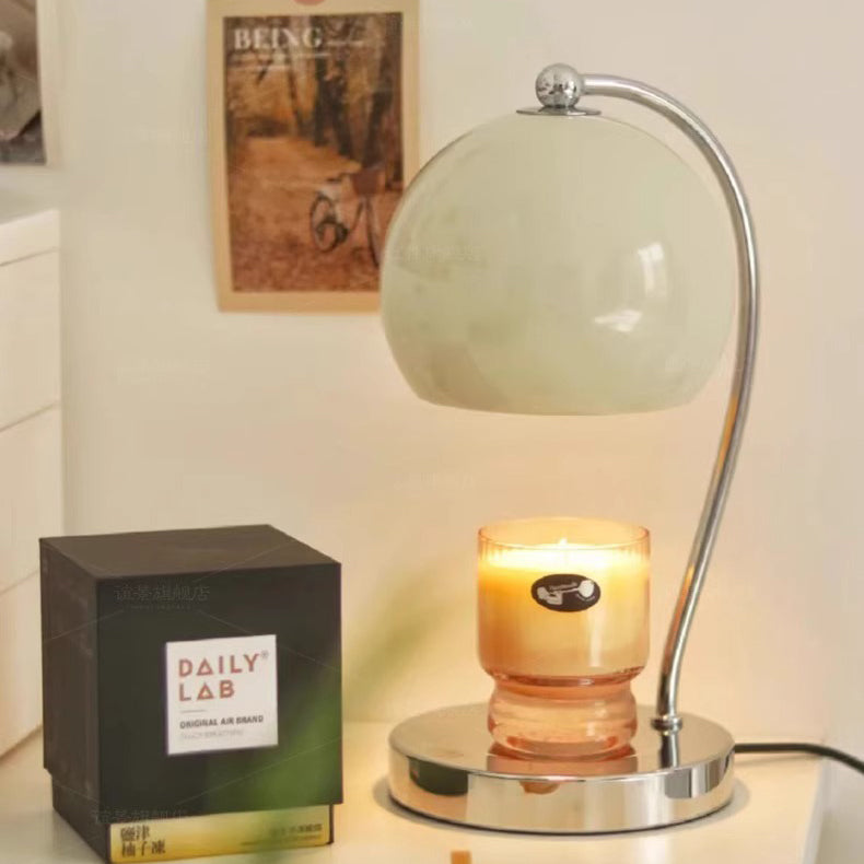 Lampe de table moderne Art Déco en forme de globe en fer avec une lumière pour faire fondre la cire parfumée pour la chambre 