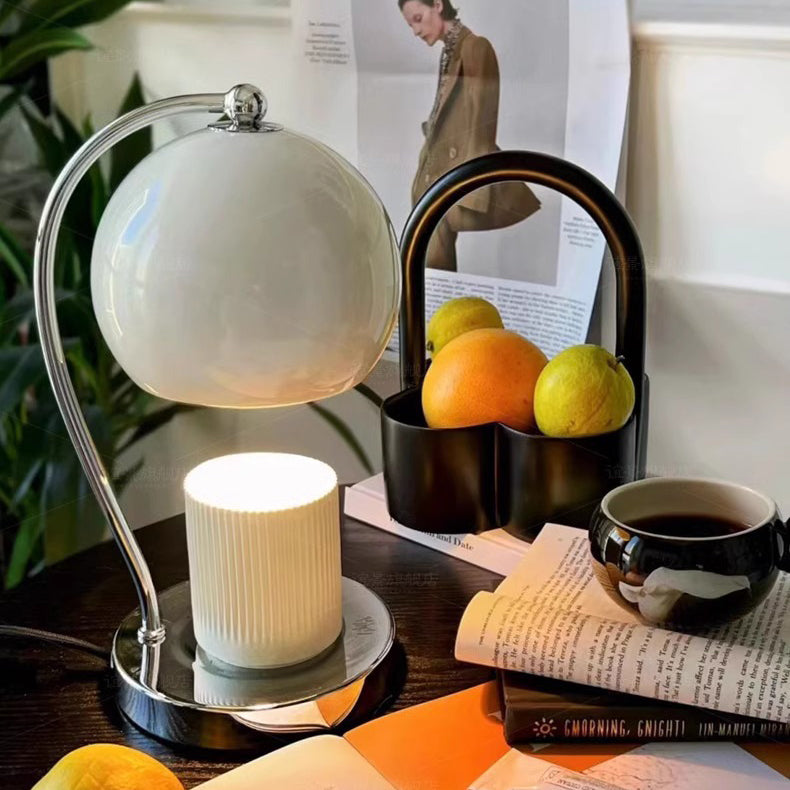 Lampe de table moderne Art Déco en forme de globe en fer avec une lumière pour faire fondre la cire parfumée pour la chambre 